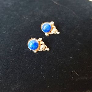 Lapis Lazuli Deep Blue & Silver Post Stud Earrings